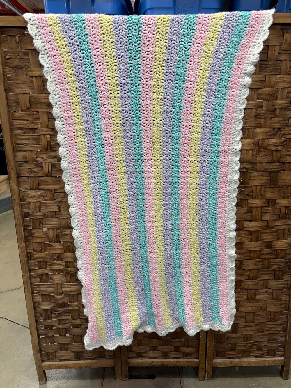 Handmade Pastel Striped Crochet Baby Blanket